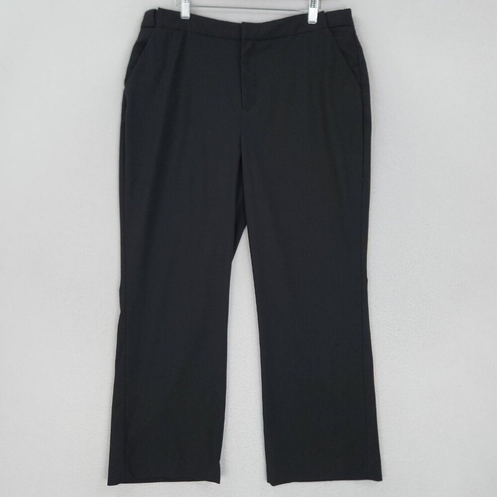 Coldwater Creek Pants Women 14 Black Natural Fit Straight Leg High Waist Trouser
